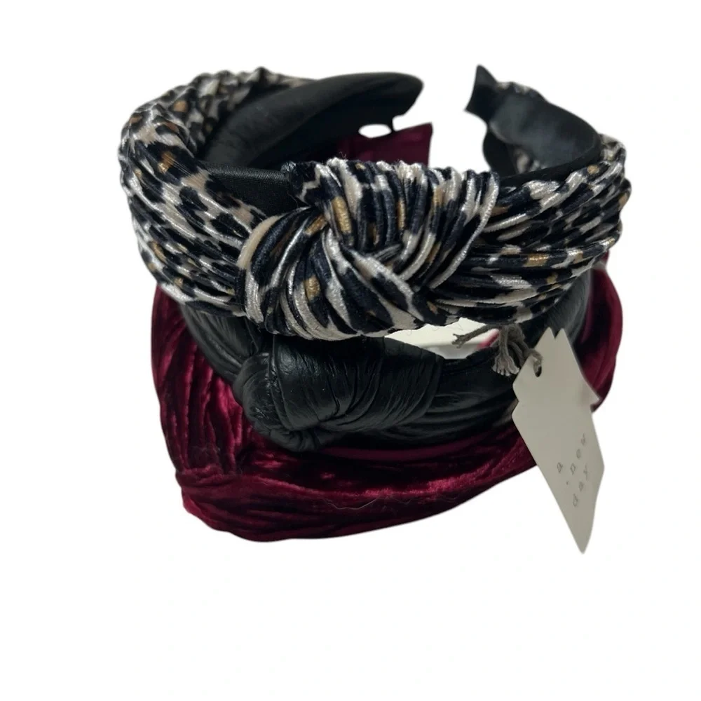 3 Headbands Red Velvet Cheetah Leopard Black NWT Y2K stocking stuffer Christmas